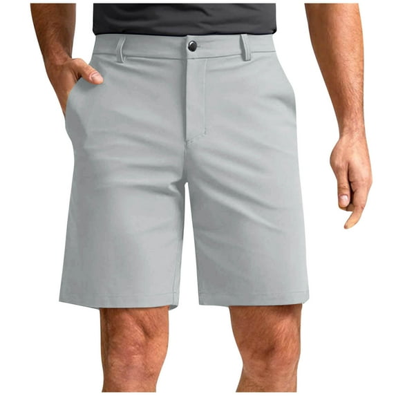 YLSDY Men's Golf Dress Shorts Flat Front Trendy 7 Inch Lightweight Quick Dry Chino Casual with Pockets Water Resistant Shorts Gray S
