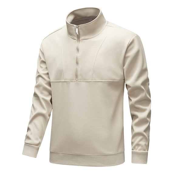 YLSDY Men's Golf Sweatshirts, Long Sleeve Quarter Zip Casual Athletic Workout Running Jersey Sweatshirt Pullovers Khaki XXXL