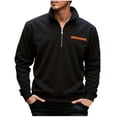 thumbnail image 1 of YLSDY Men's Golf Sweatshirts, Quarter Zip Stand Collar Long Sleeve Fall Winter Casual Athletic Workout Sweaters Pullover Black S, 1 of 7
