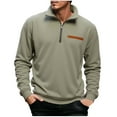 thumbnail image 1 of YLSDY Men's Golf Sweatshirts, Quarter Zip Stand Collar Long Sleeve Fall Winter Casual Athletic Workout Sweaters Pullover Green XXXL, 1 of 9