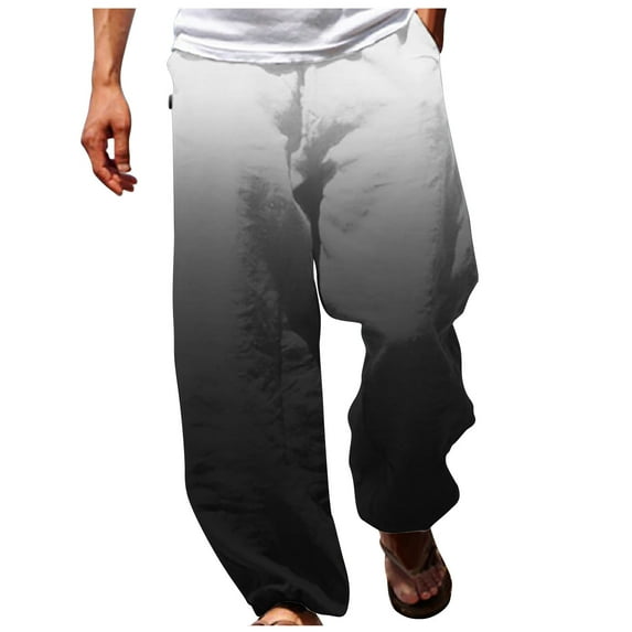 YLSDY Men's Gradient Baggy Pants Workout Athletic Sweatpants with Pockets Athletic Gym Running Drawstring Pants Elastic Waist Loose Fit Tie-dye Pants Black XL