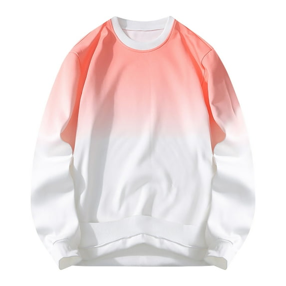 YLSDY Men's Gradient Hooded Round Neck Sweatshirt Loose Casual and Handsome Top Long Sleeved Cute Baggy Mens Sweatshirt Pink XL