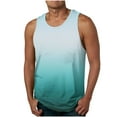 thumbnail image 1 of YLSDY Men's Gradient Tank Tops Summer Casual Lightweight Breathable Muscle Shirts Ombre Crew Neck Sleeveless T-Shirt Loose Fit Workout Tees Light Blue S, 1 of 4
