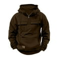 thumbnail image 1 of YLSDY Men's Half Zip Hoodie Sweatshirt Pullover Long Sleeve Fleece Hooded Jacket with Pocket Brown XXXL, 1 of 5
