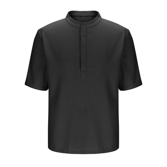 YLSDY Men's Henley Shirt Short Sleeve Casual T-Shirt Vacation Fashion Solid Summer Beach Hippie Henley Tee Shirt Black M