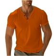 thumbnail image 1 of YLSDY Men's Henley Shirts Classic Casual Buttons V Neck Basic Tee Shirts Loose Fit Simple Short Sleeve Summer Button T Shirts Orange XL, 1 of 4