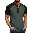 thumbnail image 1 of YLSDY Men's Henley Shirts Short Sleeve Cotton Blend Tee Casual Basic Button Summer T-Shirt Tops with Pocket Green S, 1 of 7