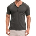 thumbnail image 1 of YLSDY Men's Henley Shirts Slim Fit Muscle T Shirt Workout Gym Athletic Tees Retro Style Outdoor Shirts Comfy Casual Tops Dark Gray XXL, 1 of 6