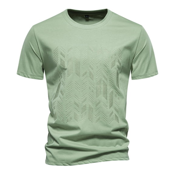 YLSDY Men's Herringbone Embroidery T-shirts Solid Color Short Sleeve Crew Neck Casual Breathable Tops 2024 Trendy Comfy Loose Fit Sport Tees Green S