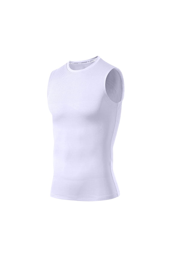 Men's High Elastic Compression Tank Top, Breathable Sleeveless Shirt for Running, Hiking and Basketball White XL