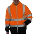 thumbnail image 1 of YLSDY Men's High Visibility Reflective Safety Sweatshirt Workwear Full Zip Hooded Jumper Coat with Pockets Orange XXXXL, 1 of 6