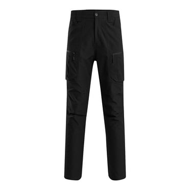YLSDY Men's Hiking Pants, Lightweight Quick Dry Fishing Pants, Zipper with 6 Pockets, Tactical Waterproof Outdoor Pants Black XXXXL