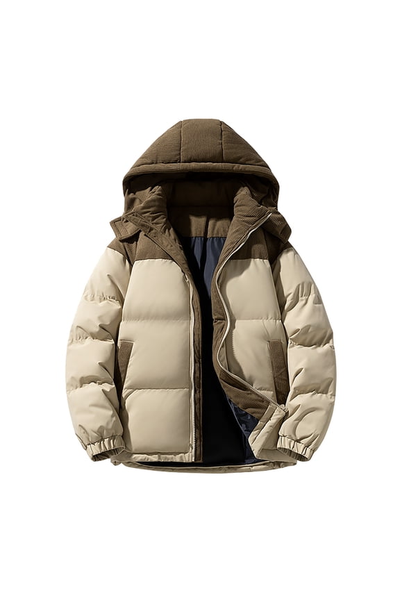 Men's Hooded Casual Jacket Slim Fit Drawstring Comfortable Zipper Pockets Lightweight Outwear Perfect for Outdoor Sports Everyday Wear Khaki M