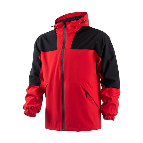 YLSDY Men's Hooded Casual Windbreaker Outdoor Jacket Drawstring Pockets Lightweight Comfortable Long Sleeve Coat for Daily Wear Spring Autumn Red L