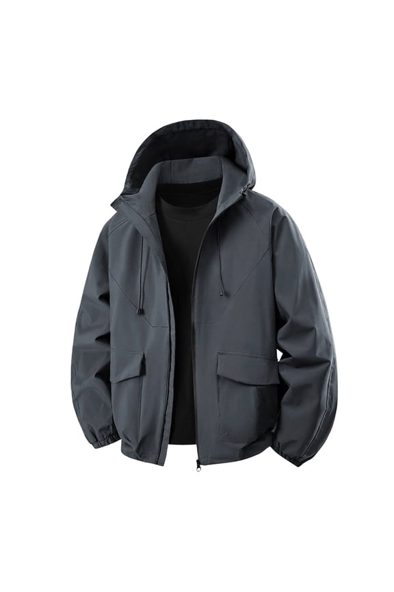 Men's Hooded Softshell Jacket Fleece Lined Waterproof Windbreaker Lightweight Outdoor Hiking Cycling Rain Jackets Dark Gray XL