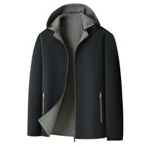 YLSDY Men's Hooded Softshell Jacket Waterproof Lightweight Insulated Windbreaker Fleece Lined Rain Shell Jacket Black XXXL