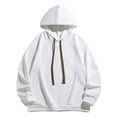 thumbnail image 1 of YLSDY Men’s Hooded Sweatshirt Oversized Casual Solid Color Pullover Winter Big and Tall Wind Protection Outdoor Clothes White XXXXL, 1 of 3