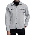 thumbnail image 1 of YLSDY Men's Jacket Long Sleeve Button Down Jackets Open Front Cardigan Overcoat Lightweight Casual Coat with Flap Pockets Gray XL, 1 of 5
