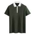 thumbnail image 1 of YLSDY Men's Knit Quarter Zipper Button Collared Shirts Short Sleeve Texture Lightweight Golf Shirts Casual Fashion Lapel Collar Shirt Green S, 1 of 5