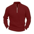 thumbnail image 1 of YLSDY Men's Knit Sweater Long Sleeve Half Zip Pullover Ribbed Sweater Tops Wine M, 1 of 4