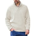 thumbnail image 1 of YLSDY Men's Knit Sweater Long Sleeve V-Neck Pullover Warm Ribbed Sweater Top Winter Clothes Loose Fit White XXXXL, 1 of 5