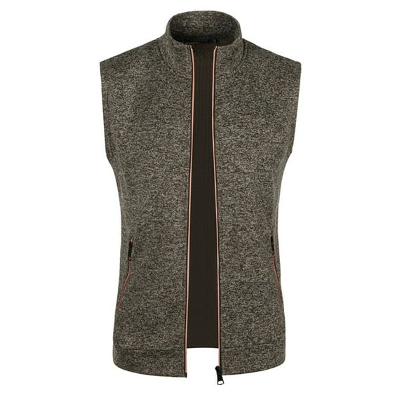 YLSDY Men's Knitted Vest Lightweight Zip Up Stand Collar Sleeveless Outdoor Sports Knitwear Vest with Pockets Coffee L