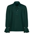 thumbnail image 1 of YLSDY Men's Lace Up Long Sleeve Shirt Pirate Costume Vintage Gothic Top Blouse Renaissance Medieval Shirt Green XXL, 1 of 4