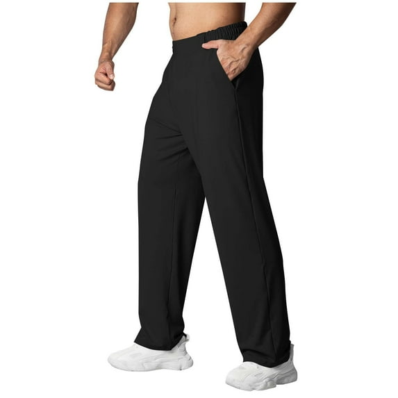 YLSDY Men's Lightweight Athletic Pants with Pockets Straight Leg Quick Dry Sweatpants Casual Gym Workout Pants Black XL