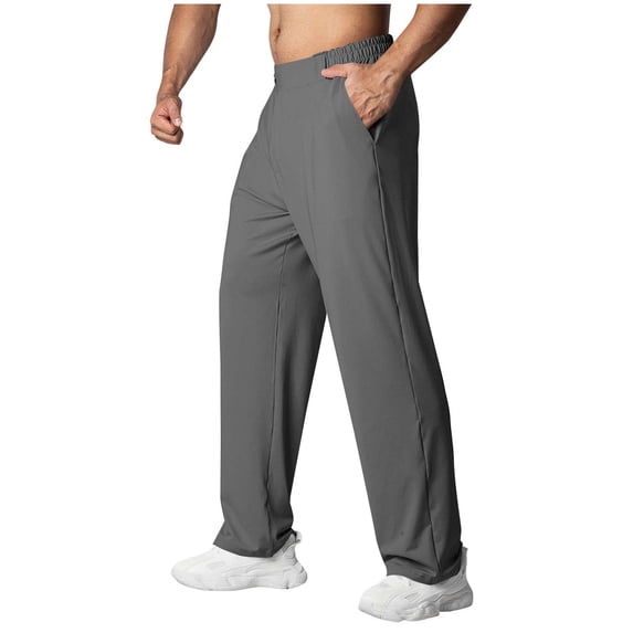 YLSDY Men's Lightweight Athletic Pants with Pockets Straight Leg Quick Dry Sweatpants Casual Gym Workout Pants Dark Gray M