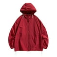 thumbnail image 1 of YLSDY Men's Lightweight Hooded Jackets Drawstring Windbreaker Solid Color Long Sleeve Zip Up Coats with Pockets Streetwear Red S, 1 of 6
