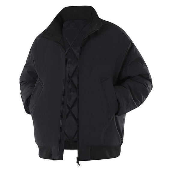 YLSDY Men's Lightweight Parka Jacket Water Resistant Windproof Quilted Full Zip Winter Warm Casual Work Coat Black XL