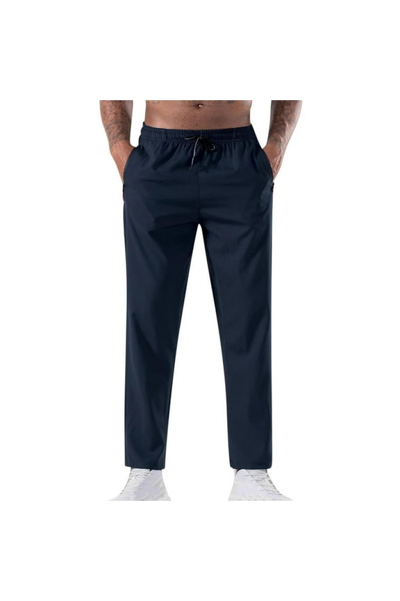 Men's Lightweight Vent Hiking Pants, Water-Resistant & Breathable Sports Outdoor Athletic Pants with Elastic Waist Blue M