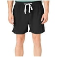 thumbnail image 1 of YLSDY Men's Linen Casual Classic Fit 11 Inch Inseam Elastic Waist Shorts with Drawstring Summer Beach Shorts Black L, 1 of 6