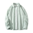 thumbnail image 1 of YLSDY Men's Long Sleeve Button Up Plaid Flannel Shirt Loose Fit Checkered Dress Work Office Tops Blouse Mint Green XL, 1 of 3