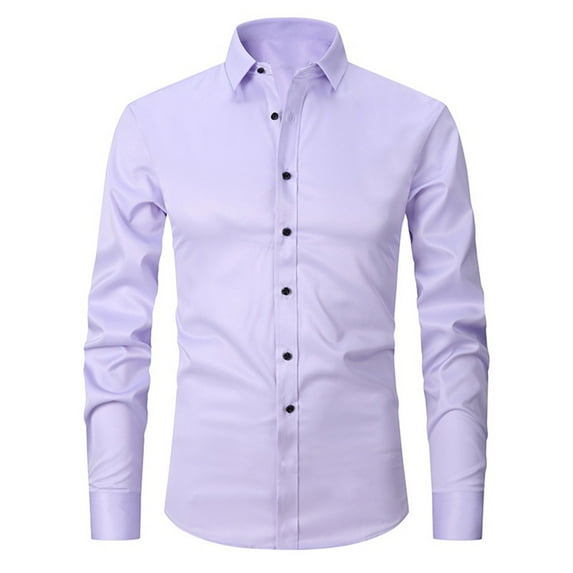 YLSDY Men's Long Sleeve Dress Shirt Slim Fit Button Down Formal Business Solid Color Work Shirts Multicolor S