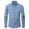 thumbnail image 1 of YLSDY Men's Long Sleeve Dress Shirt Slim Fit Button Down Formal Business Solid Color Work Shirts Sky Blue L, 1 of 6