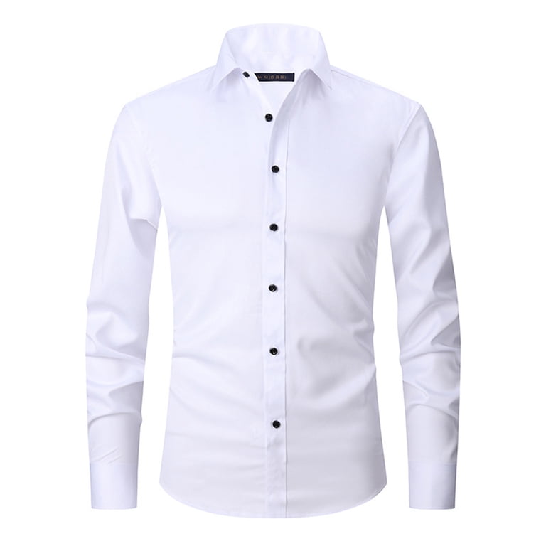 YLSDY Men's Long Sleeve Dress Shirt Slim Fit Button Down Formal Business  Solid Color Work Shirts White S - Walmart.com