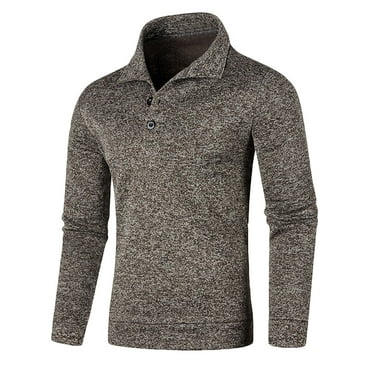 YLSDY Men's Long Sleeve Henley Shirts Slim Fit Lightweight Pullover Turtleneck Knitted Sweaters Basic Solid Color Tops Coffee XXXL