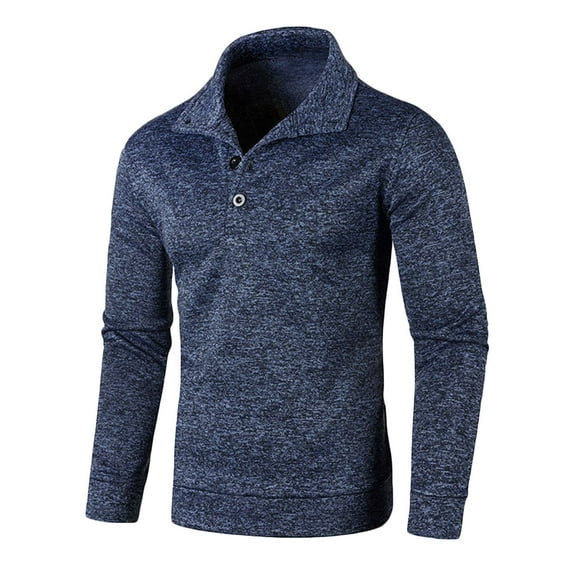 YLSDY Men's Long Sleeve Henley Shirts Slim Fit Lightweight Pullover Turtleneck Knitted Sweaters Basic Solid Color Tops Navy L