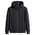 thumbnail image 1 of YLSDY Men's Long Sleeve Hoodies Casual Full Zip-Up Drawstring Sweatshirt Jackets Lightweight Sports Coats with Zip Pockets Black L, 1 of 2