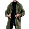 thumbnail image 1 of YLSDY Men's Long Sleeve Knit Cardigan Sweater Solid Color Open Front Longline Pullover Warm Winter Coat Army Green XXXL, 1 of 4