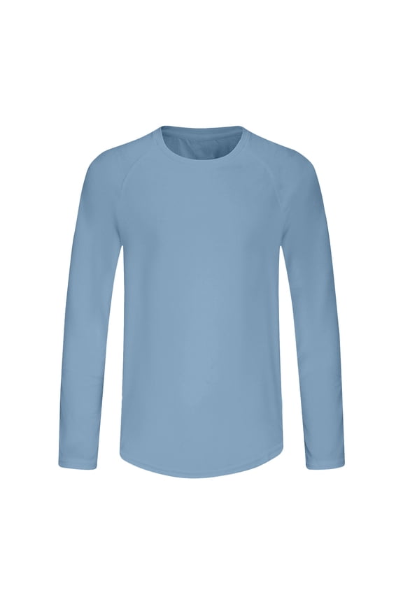 Men's Long Sleeve Sun Shirt UV Protection Rashguard Breathable Shirts Beach Athletic Quick Dry Swim Shirt Light Blue M