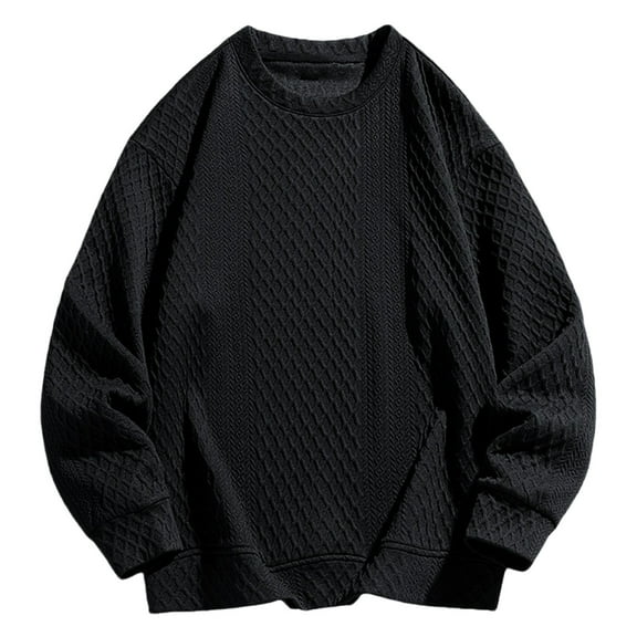 YLSDY Men's Long Sleeve Sweater Crew Neck Knit Pullover Tops Winter Warm Thick Turtleneck Sweater Large Size Thermal Sweatshirt Black XXXXL