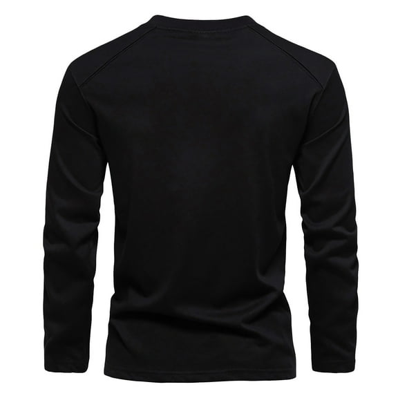 YLSDY Men's Long Sleeve T-Shirt Basic Crew Neck Cotton Slim Fit Tops Undershirt Black XXXL