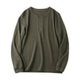 thumbnail image 1 of YLSDY Men's Long Sleeve Thermal Henley Shirt Waffle Knit Button Up T-Shirt Tops Green XL, 1 of 2
