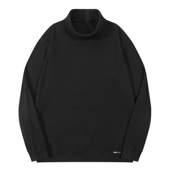 YLSDY Men's Long Sleeve Turtleneck Sweater Solid Color Basic Tops Pullover Shirts Black M