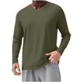 thumbnail image 1 of YLSDY Men's Long Sleeve V-Neck T-Shirt Moisture Wicking Athletic Workout Top Army Green XL, 1 of 8