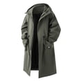 thumbnail image 1 of YLSDY Men’s Long Windbreaker With Hood Winter Lightweight Casual Fashion Jackets Outdoor Hiking Trench Coat for Men Army Green L, 1 of 4