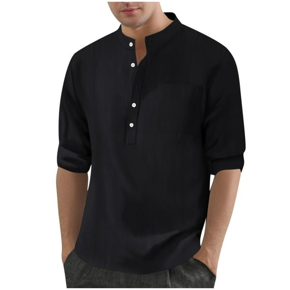 YLSDY Men's Loose Casual Athletic T-Shirt with Articulated Sleeves and Flatlock Seam Construction for Unrestricted Comfy Cotton Linen Tops Black M
