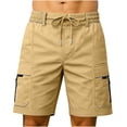 thumbnail image 1 of YLSDY Men's Loose Fit Cargo Shorts Drawstring Waist Summer Lightwieght Breathable for Construction Daily Wear Khaki S, 1 of 9